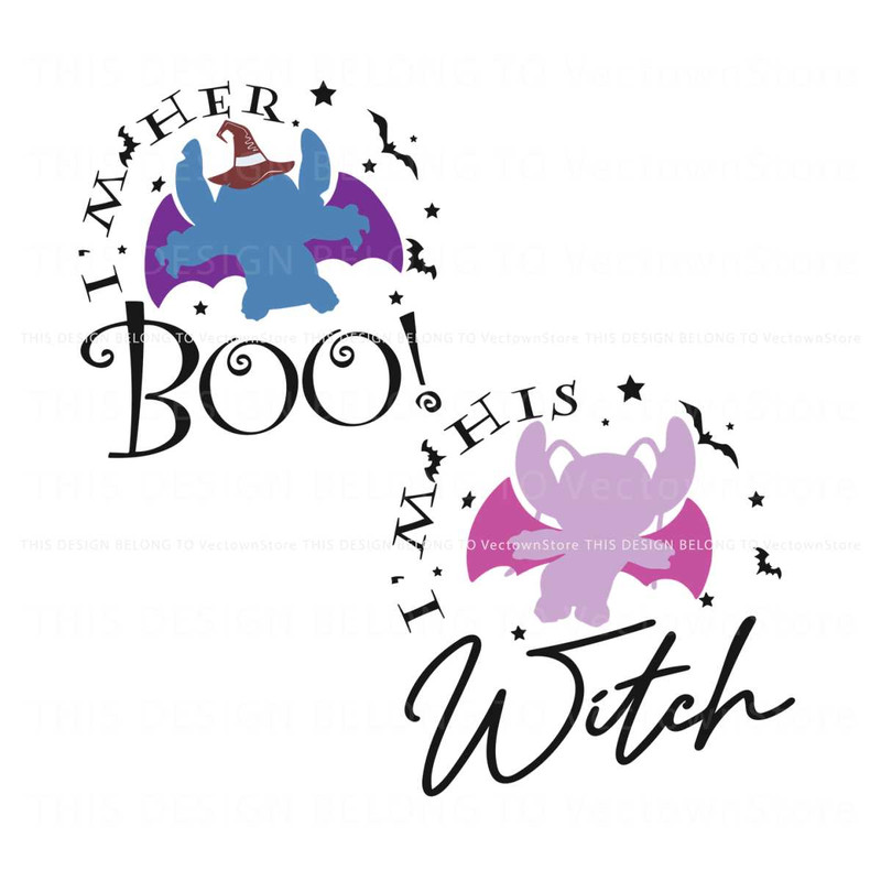 Im Her Boo Im His Witch SVG Stitch Angle Halloween SVG File.jpg