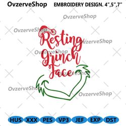 resting grinch face embroidery files instant download, grinch face machine instant download embroidery design