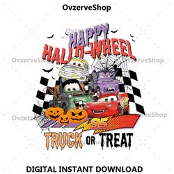 retro cars lightning mcqueen halloween png, happy hallowheel truck or treat png, funny spooky cars