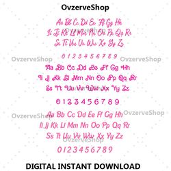 dolly font bundle svg, pink dolly font alphabet, barbi font, barb letters logo, pink princess font, otf ttf, digital dow