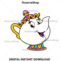 mrs potts beauty and the beast svg cutting file