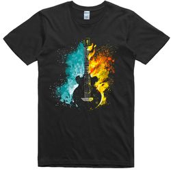 Mens T Shirt Christmas Gift Guitar Fire & Ice Music Regular Fit Cotton Tee