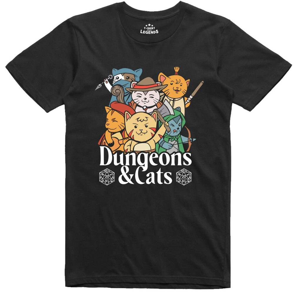 RPG Funny Mens T Shirt Dungeons and Cats Role Playing Regular Fit Tee.jpg