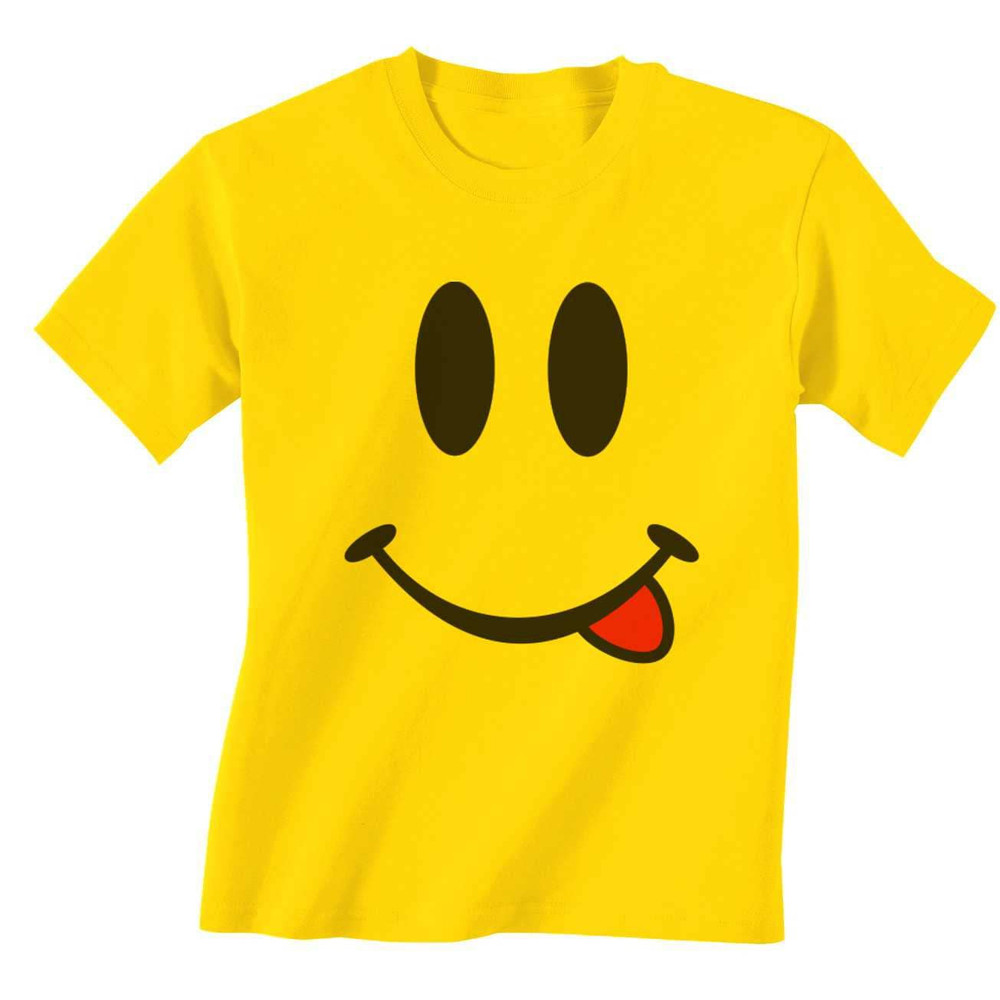Smiley Face Emoji Funny 100 Cotton Unisex Men Yellow T Shirt.jpg
