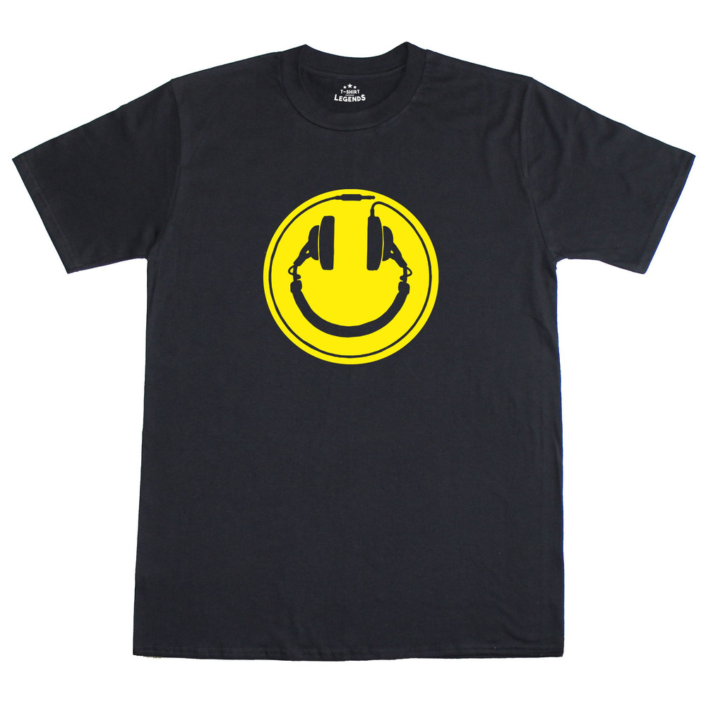 Smiley Headphones DJ Club Rave Loose Fit Funny Mens T-Shirt.jpg