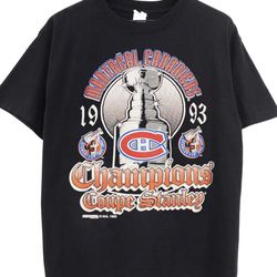 vintage 1993 montreal canadiens stanley cup champions t-shirt , 90s montreal canadiens hockey team shirt, vintage ice ho
