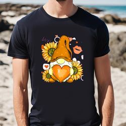 cute gnomes valentines sunflower couple matching t-shirt