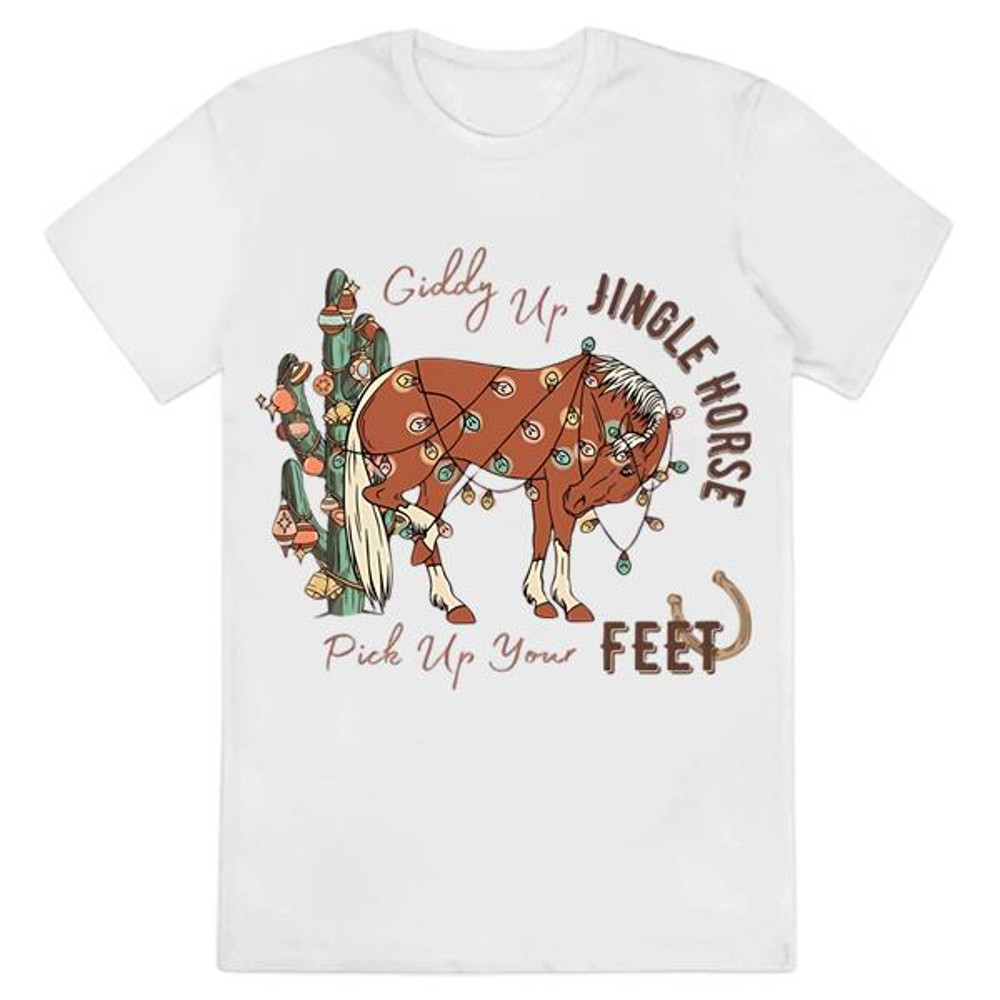 Cowboy Giddy Up Jingle Horse Pick Up Your Feet Xmas Gift T-Shirt.jpg