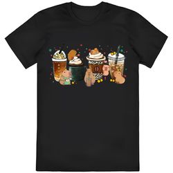 cute capybara coffee tea shirt, capybara ok i pull up latte drink...