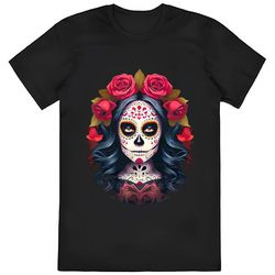 de los muertos la catrina day of the dead skull t-shirt