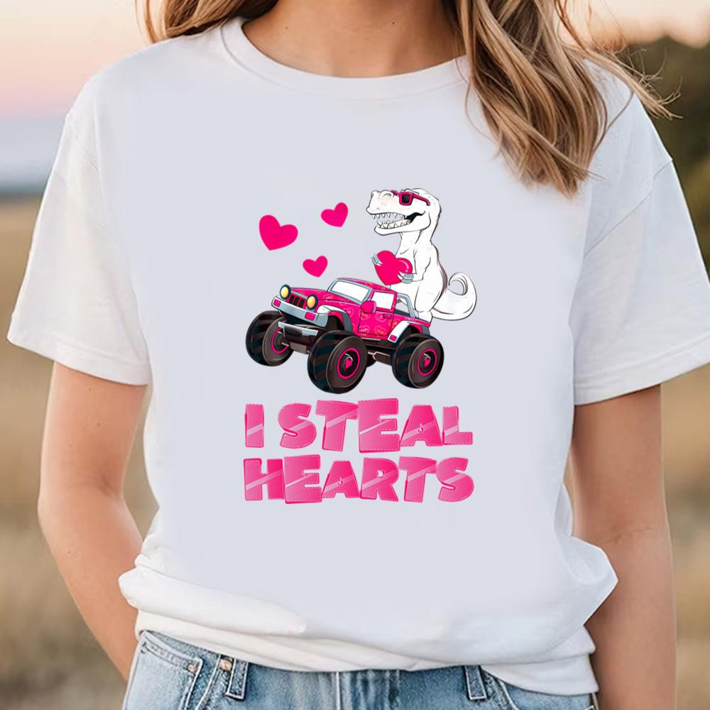 I Steal Hearts Dinosaur Valentines Day T-Shirt For Couple.jpg