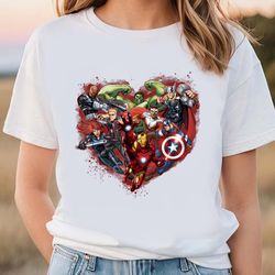 marvel avengers heart group shot valentine t-shirt