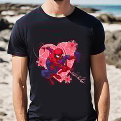 marvel spiderman hearts valentines day t-shirt