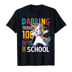 Adorable 100th Day Of School Dabbing Unicorn Shirt Boys Girls Gift