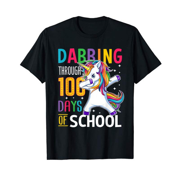 Adorable 100th Day Of School Dabbing Unicorn Shirt Boys Girls Gift - Tees.Design.png
