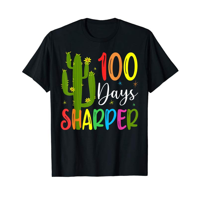 Adorable 100th Day Of School Teacher - 100 Days Sharper Cactus T-Shirt - Tees.Design.png