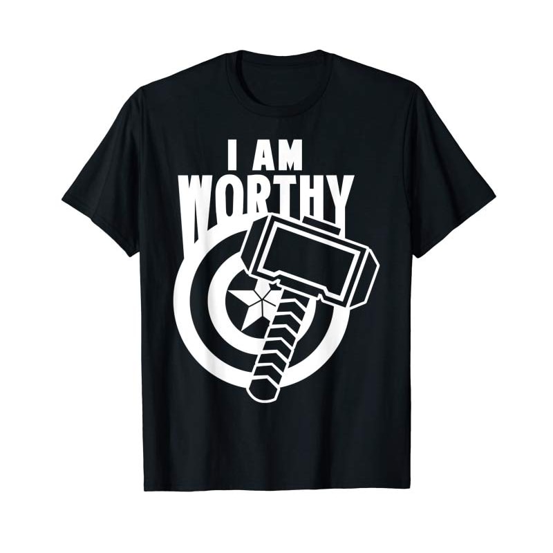 Adorable Avengers Endgame Captain America I Am Worthy Mjolnir Shield T-Shirt - Tees.Design.png