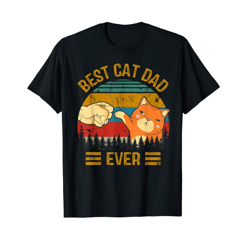 Adorable Best Cat Dad Ever Paw Fist Bump Fit Vintage Retro Gift Men T-Shirt - Tees.Design.png