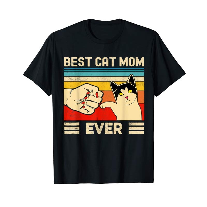 Adorable Best Cat Mom Ever T-Shirt Funny Cat Mom Mother Vintage Gift T-Shirt - Tees.Design.png