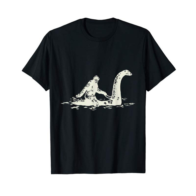 Adorable Bigfoot Sasquatch Riding The Loch Ness Monster Funny T-Shirt - Tees.Design.png