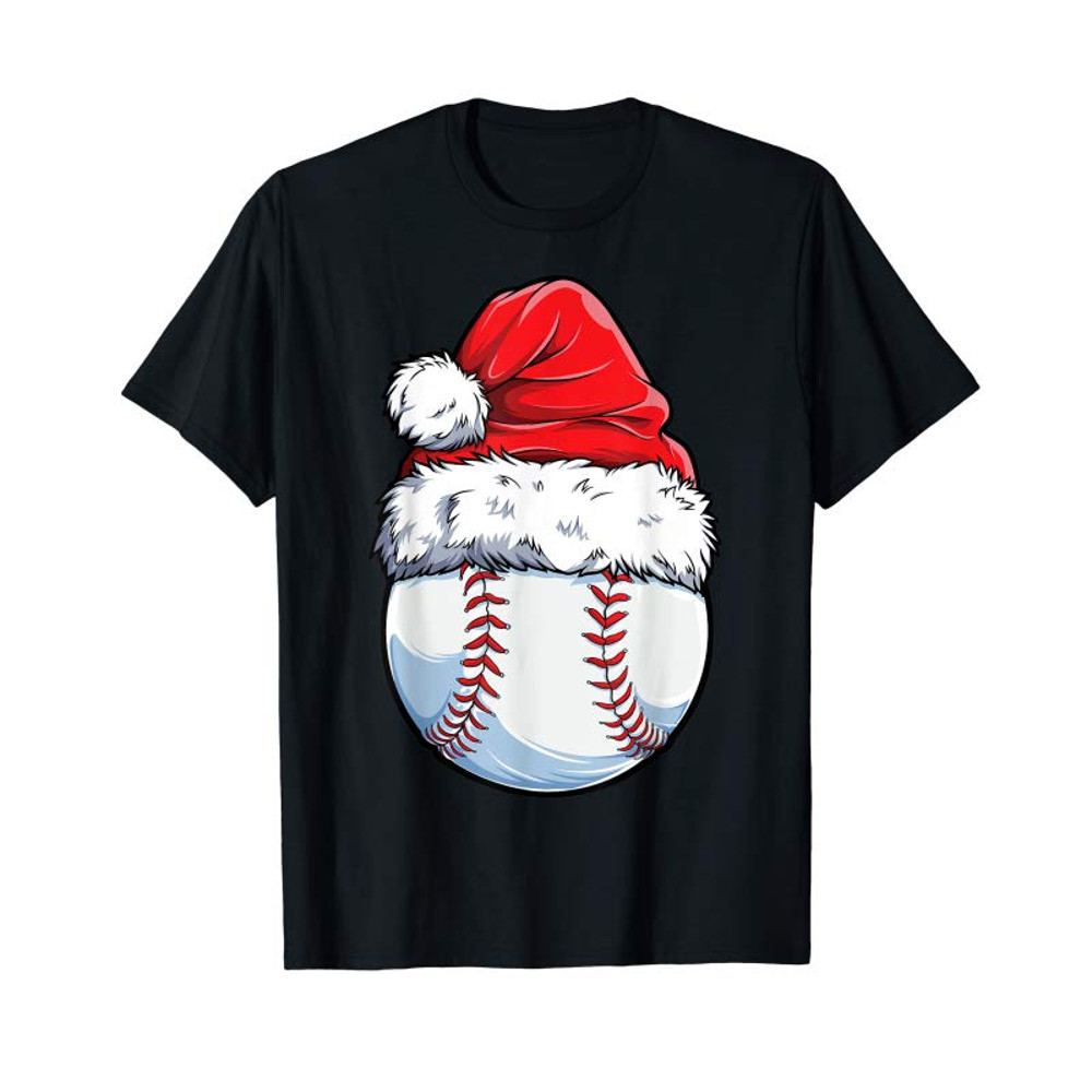 Adorable Christmas Baseball Ball Santa Hat Funny Sport Xmas Boys Men T-Shirt - Tees.Design.png
