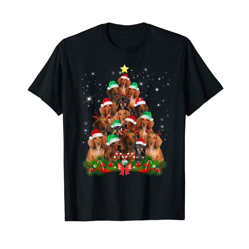 Adorable Christmas Dachshund Tree T Shirt Funny Pajamas Xmas T-Shirt T-Shirt - Tees.Design.png
