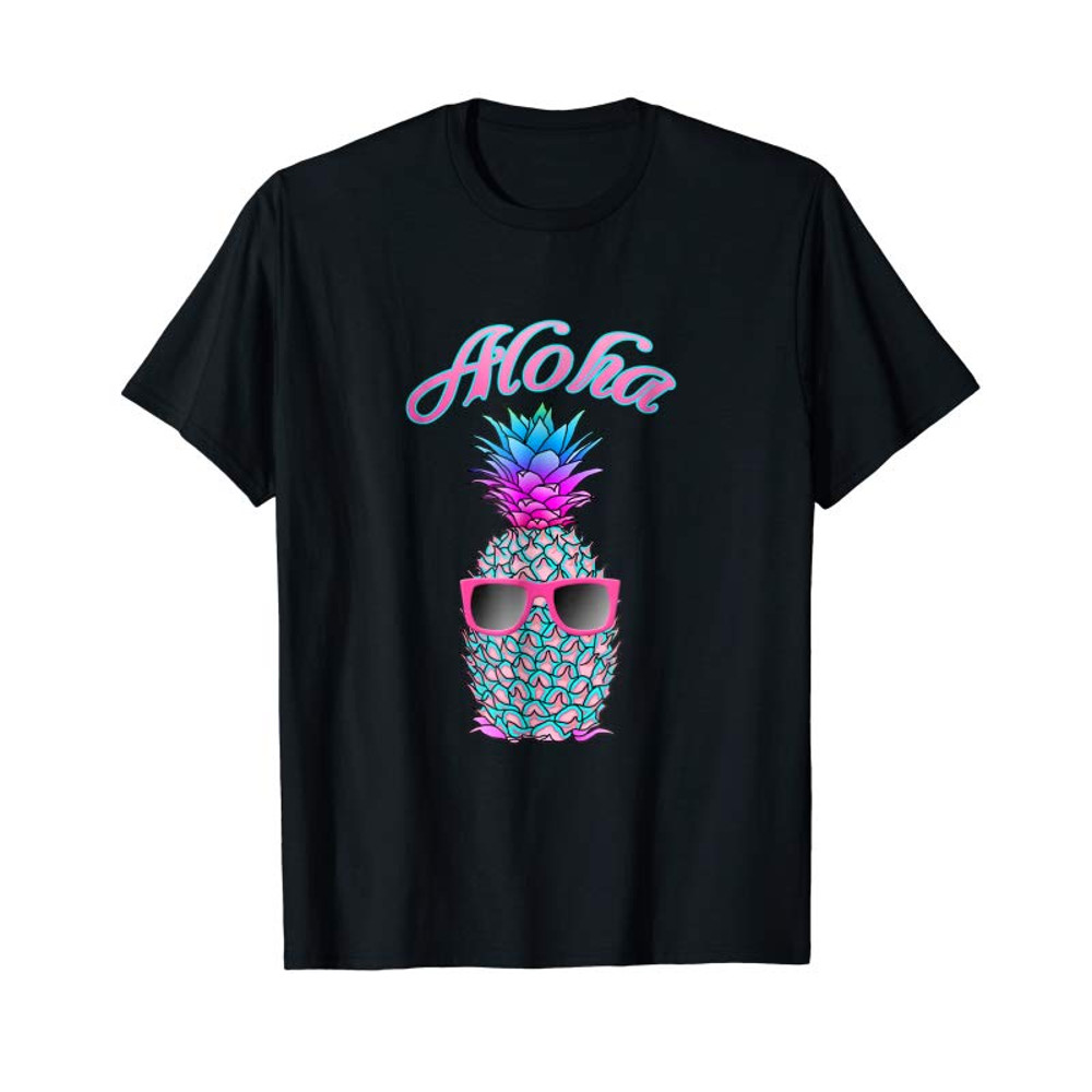 Adorable Cool Colorful Pineapple Hawaiian Aloha T-Shirt - Tees.Design.png