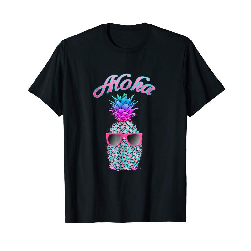 Adorable Cool Colorful Pineapple Hawaiian Aloha T-Shirt - Tees.Design.png