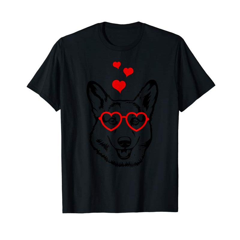 Adorable Corgi Heart Glasses Happy Valentine's Day Gifts T-Shirt - Tees.Design.png
