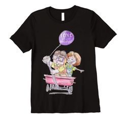adorable disney pixar up carl ellie wagon ride sketch graphic tee