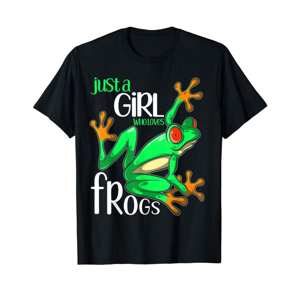Adorable Just A Girl Who Loves Frogs Gift For Women And Girls Frog T-Shirt - Tees.Design.png