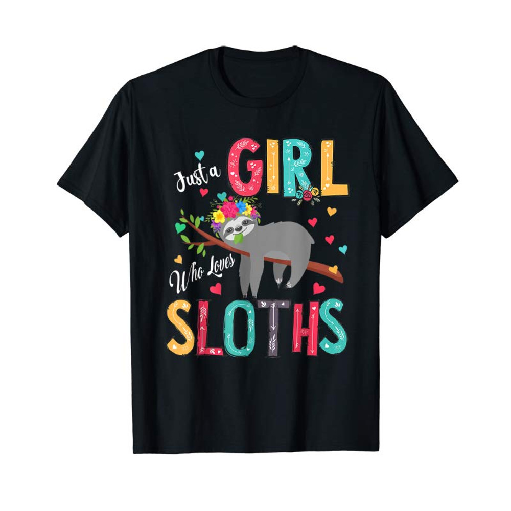 Adorable Just A Girl Who Loves Sloths Funny Sloths Lover Gifts T-Shirt - Tees.Design.png