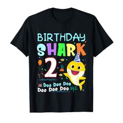 adorable kids kids baby shark 2 years old 2nd birthday doo doo shirt