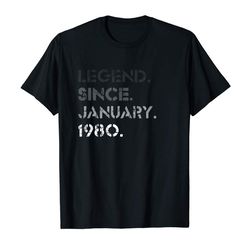 adorable legend january 1980 40 years old 40th birthday gifts t-shirt