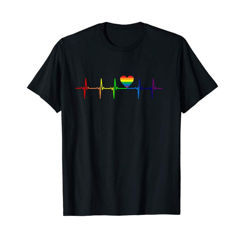 Adorable LGBT Rainbow Flag Heartbeat Hoodie Gay Lesbian Pride Tee Pullover Hoodie - Tees.Design.png
