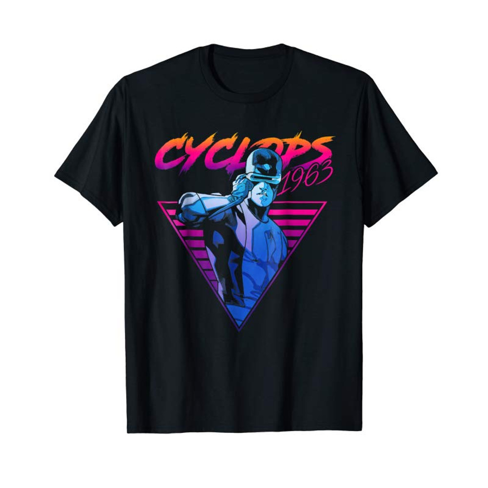 Adorable Marvel X-Men Cyclops Retro Neon Triangle Graphic T-Shirt - Tees.Design.png