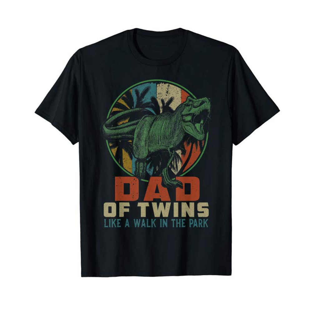 Adorable Mens Dad Of Twins Is A Walk In The Park Shirt Dinosaurs Papa - Tees.Design.png