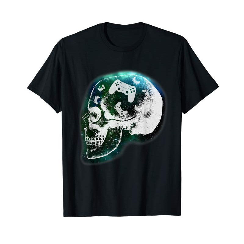 Adorable Mind Controller Skull Gaming Gamer Mens Boys Teens T-Shirt - Tees.Design.png