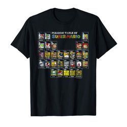 adorable nintendo super mario periodic table graphic t-shirt