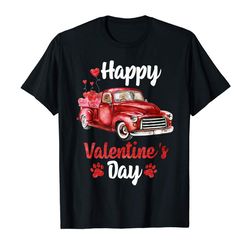 adorable pomeranian riding red truck with hearts valentines day t-shirt