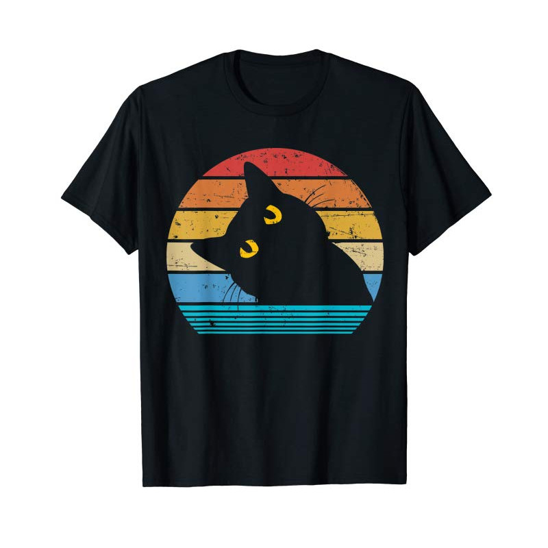 Adorable Retro Black Cat Lover Vintage Style Cats Cute Kitty Gift T-Shirt - Tees.Design.png