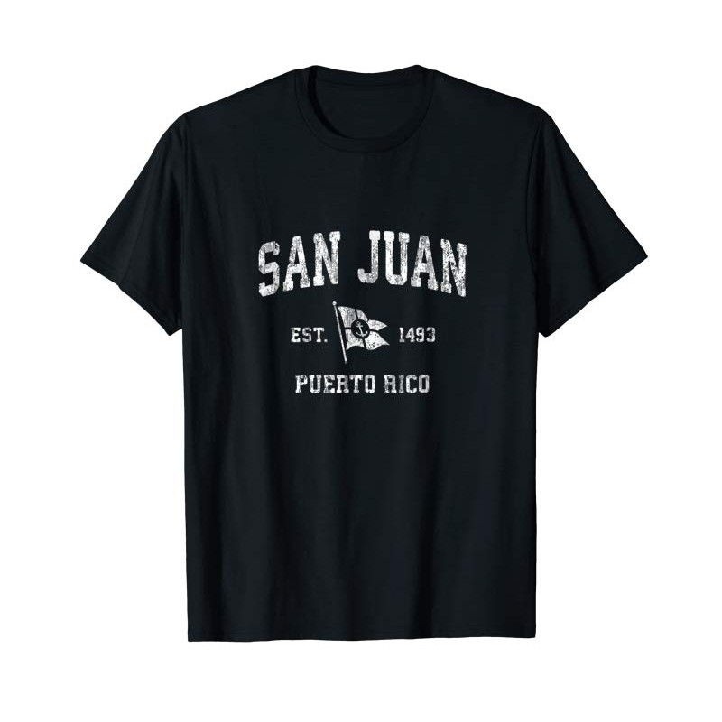 Adorable San Juan Puerto Rico Vintage Boat Anchor Flag Design Tee - Tees.Design.png