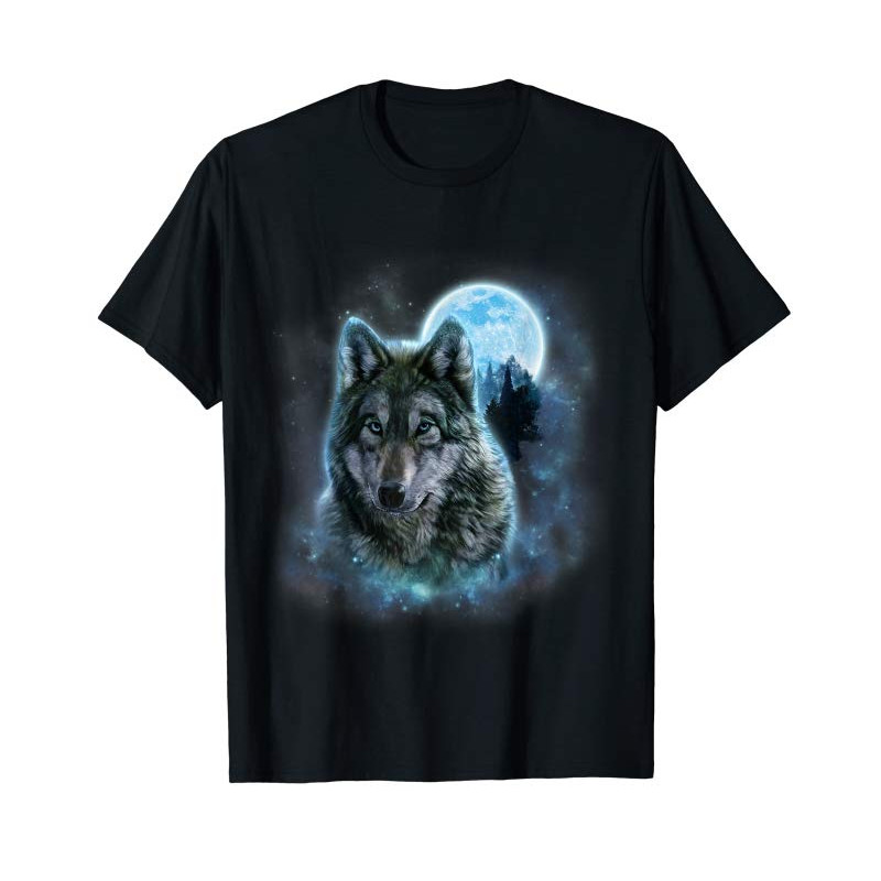 Adorable T-Shirt Grey Wolf Hunting Ground Icy Moon Forest Galaxy - Tees.Design.png