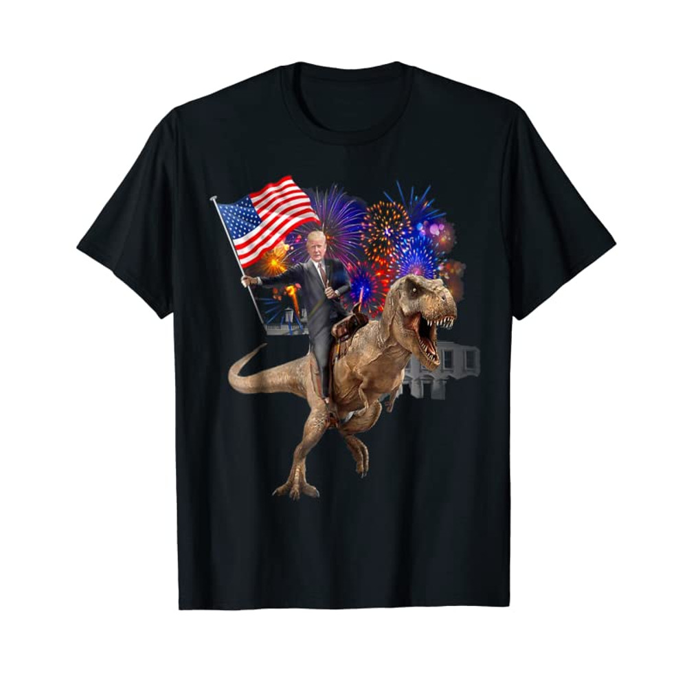 Adorable Trump Riding A Dinosaur T-rex Suppor Trump 2020 T-Shirt - Tees.Design.png