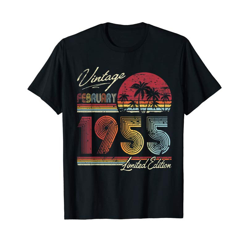 Adorable Vintage 65th Birthday Gift Retro Vintage February 1955 T-Shirt - Tees.Design.png