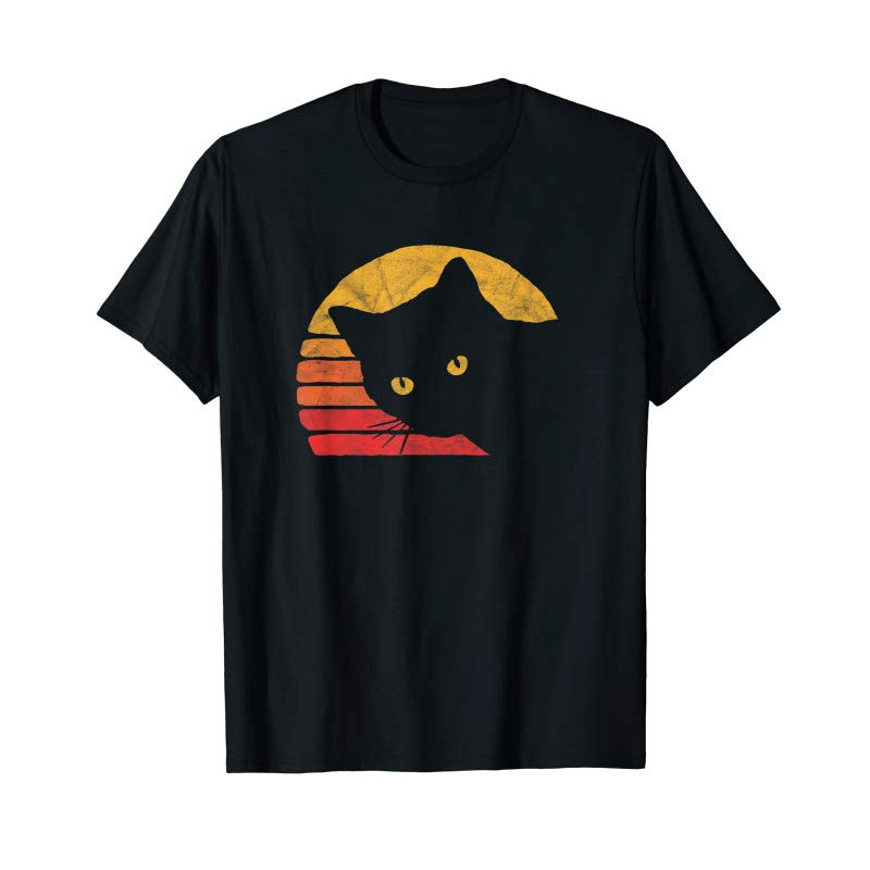 Adorable Vintage Eighties Style Cat Retro Distressed Design T-Shirt - Tees.Design.png
