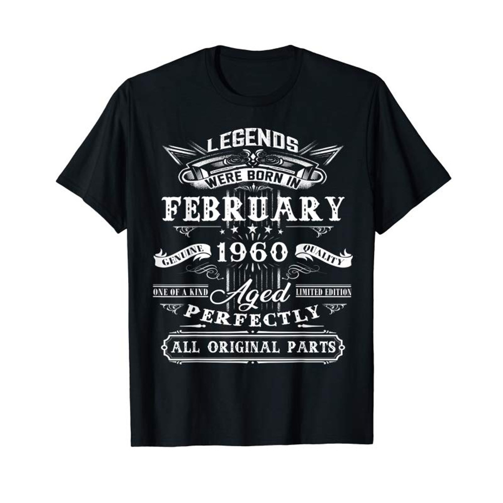 Adorable Vintage February 1960 60th Birthday Gifts For 60 Years Old T-Shirt - Tees.Design.png