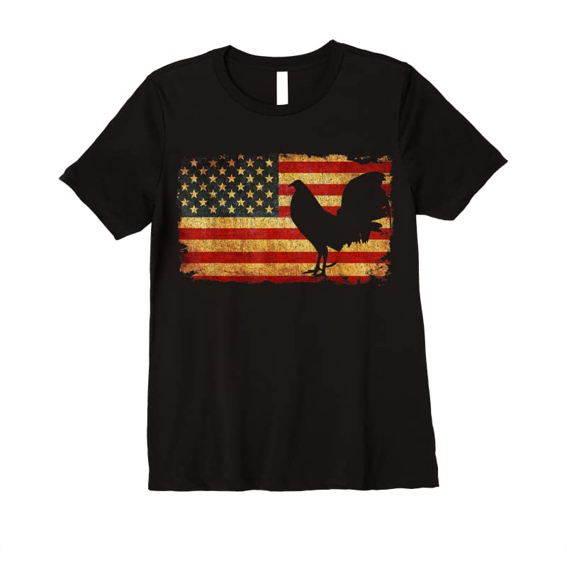 Adorable Vintage US Flag Cock Fight T Shirt - Tees.Design.png