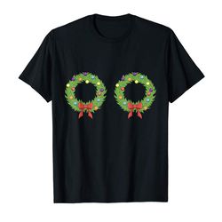 adorable womens wreath boobs funny christmas gag gift outfit t-shirt