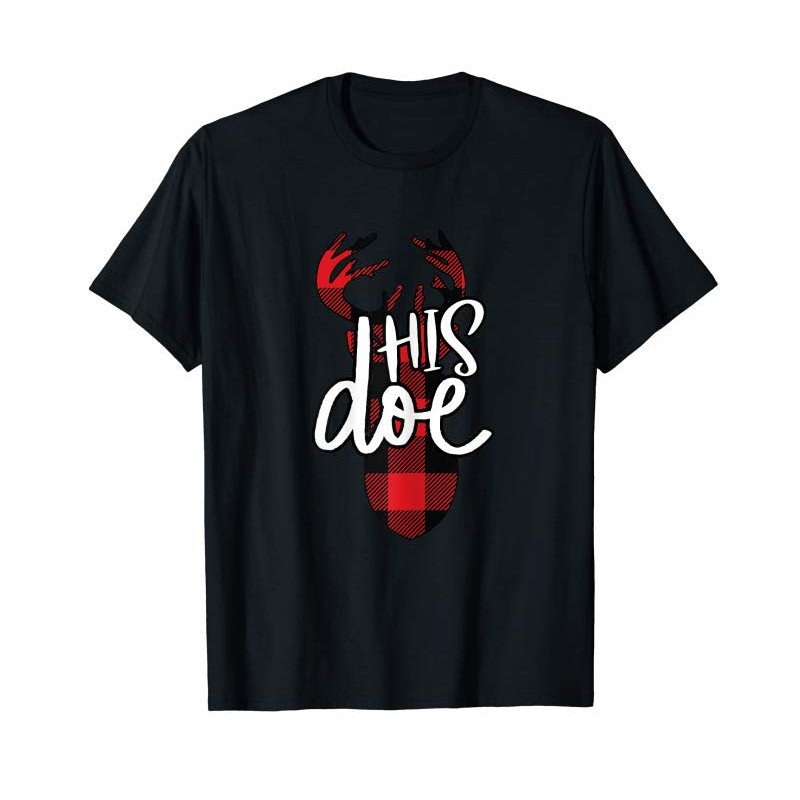 Adorable Womens His Doe Couples Matching Christmas Pajamas T-Shirt - Tees.Design.png